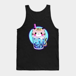 Cat Boba Tea Bubble Tea Anime Kawaii Design Tank Top